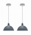 Ceiling Pendant Lamp 2Pack Dome Shaped Grey Loft Style Sturdy Metal 21cm Gray