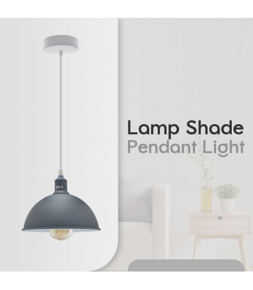 Ceiling Pendant Lamp 2Pack Dome Shaped Grey Loft Style Sturdy Metal 21cm Gray