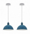 Ceiling/Pendant Lamp 2Pack Cyan Blue Sturdy Metal Dome Shaped 21cm Spray Painted