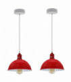 2Pack Dome Shaped Red Loft Style Sturdy Metal Lamp Shade Pendant Lights 21cm Bottom Spray Painted Finish Inner White