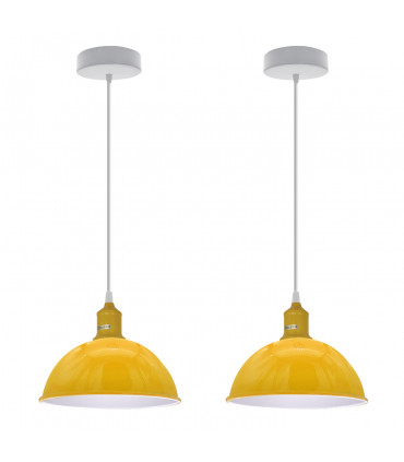 Ceiling/pendant lamp 21cm Yellow Sturdy Metal Dome Shaped Spray Painted Finish