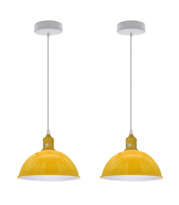 Ceiling/pendant lamp 21cm Yellow Sturdy Metal Dome Shaped Spray Painted Finish
