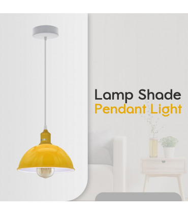 Ceiling/pendant lamp 21cm Yellow Sturdy Metal Dome Shaped Spray Painted Finish