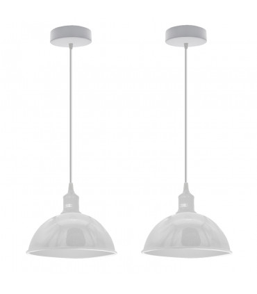 Ceiling/pendant lamp 2Pack Dome Shaped White Loft Style Sturdy Metal Lamp
