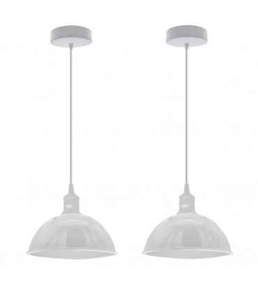 Ceiling/pendant lamp 2Pack Dome Shaped White Loft Style Sturdy Metal Lamp