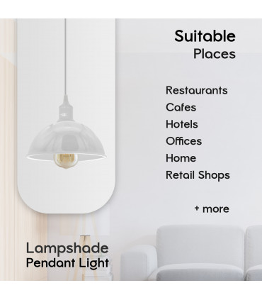 Ceiling/pendant lamp 2Pack Dome Shaped White Loft Style Sturdy Metal Lamp