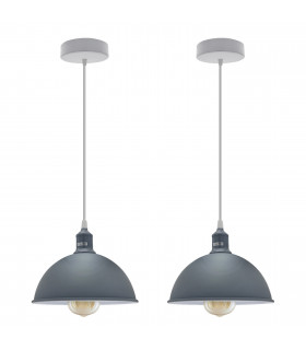 Ceiling/pendant lamp 2Pack Dome Shaped Grey Loft Style Sturdy Metal 21cm Gray