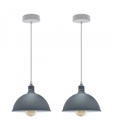 Ceiling/pendant lamp 2Pack Dome Shaped Grey Loft Style Sturdy Metal 21cm Gray