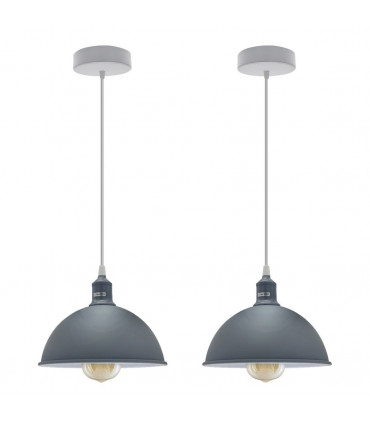 Ceiling/pendant lamp 2Pack Dome Shaped Grey Loft Style Sturdy Metal 21cm Gray