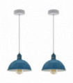 2Pack Dome Shaped  Cyan Blue Loft Sturdy Metal Lamp Shade Pendant Light 21cm Bottom Spray Painted Finish Inner White