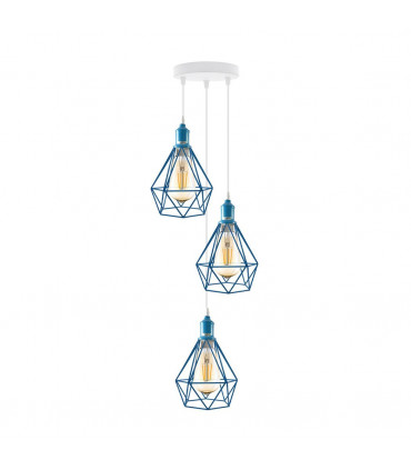 Pendant Light 3 Head Blue Metal Open Style Lamp  Home Decor E27 CE Certified