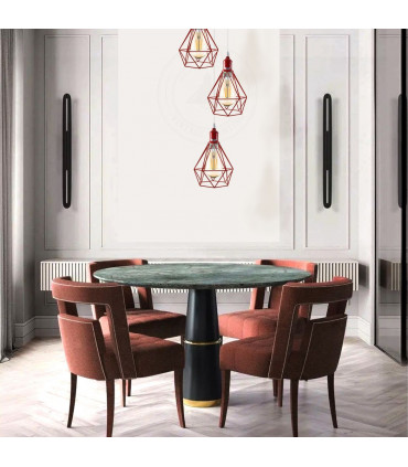 Ceiling Light Fitting, Metal Vintage Lamp Shade, Red Colour, 3 Head Pendant