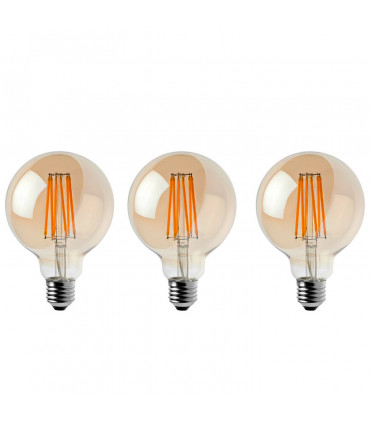 LED Dimmable Bulb Glass Amber 8W E27 3 Pack Vintage Globe Edison LED Light Bulb