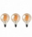 LED Dimmable Bulb Glass Amber 8W E27 3 Pack Vintage Globe Edison LED Light Bulb