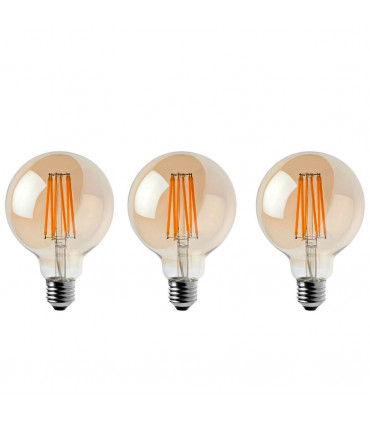 LED Dimmable Bulb Glass Amber 8W E27 3 Pack Vintage Globe Edison LED Light Bulb