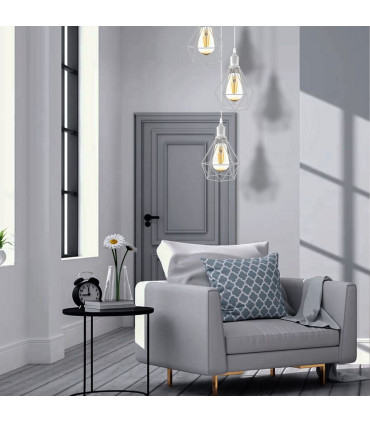 3 Head White pendant Industrial Ceiling Light Fitting, Metal Vintage Lamp Shade,