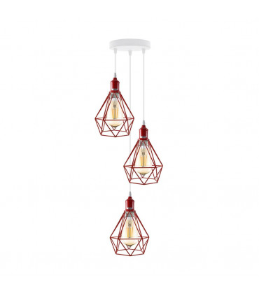 3 Head Red pendant Industrial Ceiling Light Fitting, Metal Vintage Lamp Shade