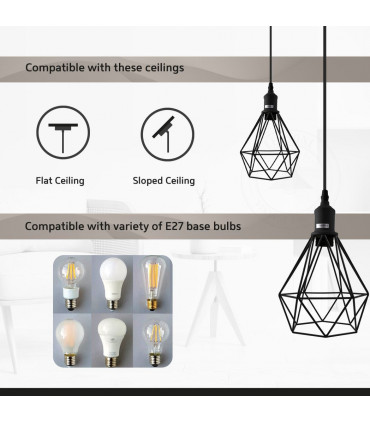 3 Head Red pendant Industrial Ceiling Light Fitting, Metal Vintage Lamp Shade