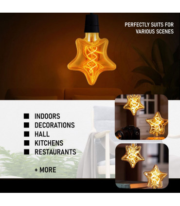 Light Bulb 3 Pack Vintage Retro style E27 Edison Screw Amber Glass Light Bulbs