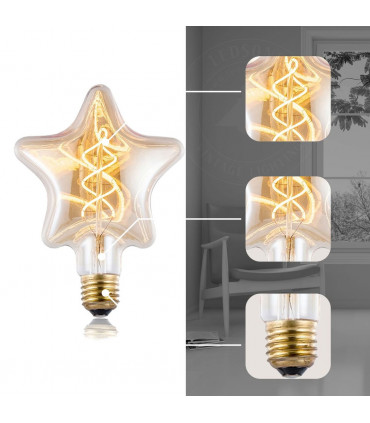 Light Bulb 3 Pack Vintage Retro style E27 Edison Screw Amber Glass Light Bulbs