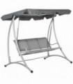 Steel 3 Person Swing Chair & Adjustable Canopy - Dark Grey 196cm x 116cm x 172cm