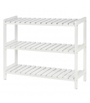 Shoe Rack 3-Tier Wood Frame Open Hygienic Storage 57x70cm White Pine MDF