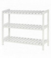 Shoe Rack 3-Tier Wood Frame Open Hygienic Storage 57x70cm White Pine MDF