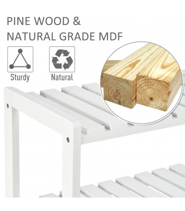 Shoe Rack 3-Tier Wood Frame Open Hygienic Storage 57x70cm White Pine MDF