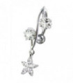 316L Surgical Steel Fancy Jeweled Dangling Reverse Curved Bar Belly Ring