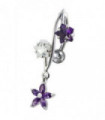 316L Surgical Steel Fancy Jeweled Dangling Reverse Curved Bar Belly Ring