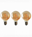 LED Dimmable Bulb G95 E27 2700K 4W Amber Glass Metal Vintage Light Bulbs Pack 3