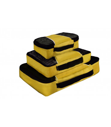 Packing Cubes Yellow 3pk Visible Breathable Mesh SBZ Zippers Nylon Polyester