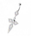 4 Diamonds Silver Navel Belly Bar