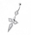 4 Diamonds Silver Navel Belly Bar