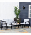 Garden Dining Set 4 Pcs Black Aluminium Foam Glass 118cmx68cmx70cm