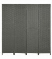 4-Panel Folding Wall Divider Room, Wave Fibre Privacy Screen Panels, Grey