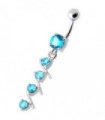 4 step Round Jeweled Dangling Navel Bar