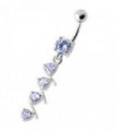 4 step Round Jeweled Dangling Navel Bar