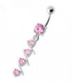 4 step Round Jeweled Dangling Navel Bar