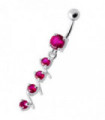 4 step Round Jeweled Dangling Navel Bar