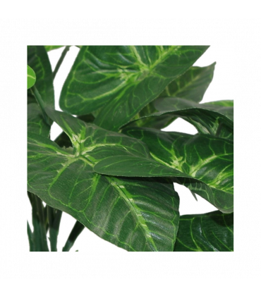 Artificial Taro Plant - 45cm Dark Taro Green Leaves Moss Covered Pot