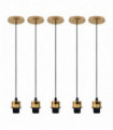5 Pack Industrial French Gold Pendant Light, Lampshade Addable E27 Lamp Holder Light, E27 UK Holder Set With PVC Cable.