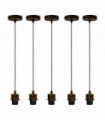 5 Pack Industrial Brushed Copper Pendant Light, Lampshade Addable E27 Lamp Holder