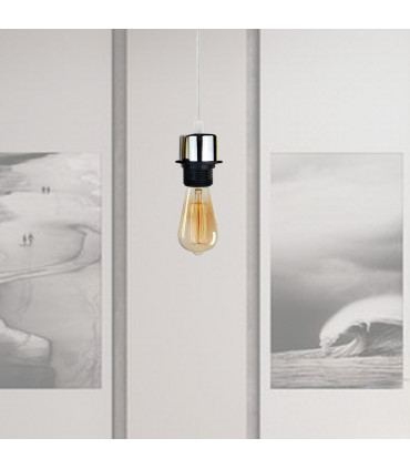 Pendant Light Kit, Lampshade Addable E27 Holder Light, Chrome, Metal/PVC, 5 Pack