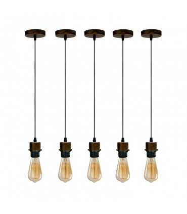 Pendant Light Brushed Copper 5 Pack E27 Lamp Holder Lampshade Addable Light