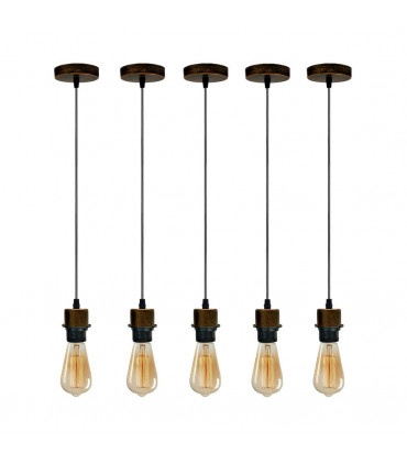 Pendant Light Brushed Copper 5 Pack E27 Lamp Holder Lampshade Addable Light