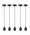 5 Pack Industrial Black Pendant Light, Lampshade Addable E27 Lamp Holder Light,
