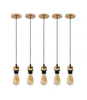 Pendant Light 5 Pack Industrial French Gold Lampshade Addable E27 PVC Cable
