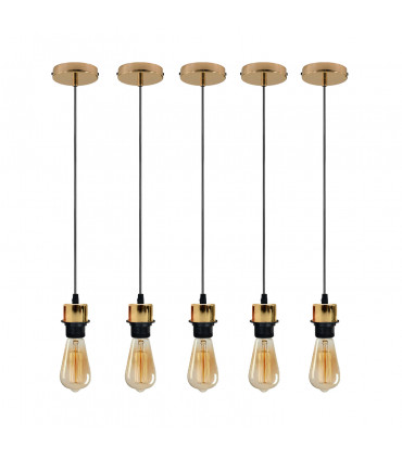 Pendant Light 5 Pack Industrial French Gold Lampshade Addable E27 PVC Cable