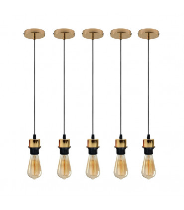 Pendant Light 5 Pack Industrial French Gold Lampshade Addable E27 PVC Cable